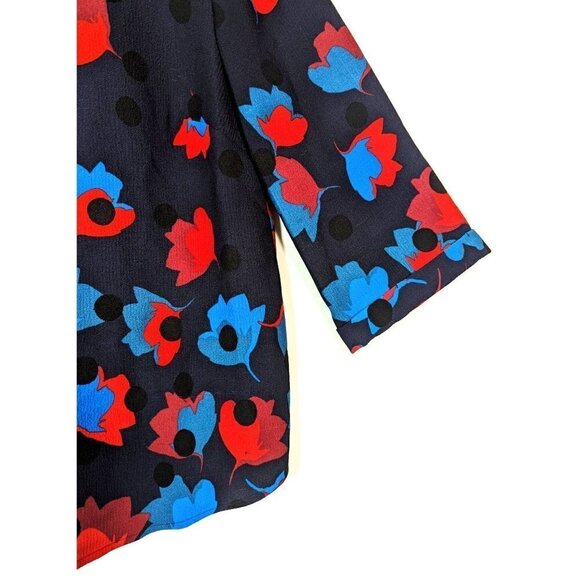 Boden Rachel Blouse Womens Size 6 (10) Navy Blue Red Flowers Gauzy Flowy Top - Picture 4 of 9